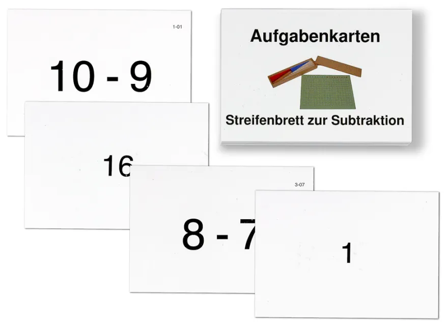 Aufgabenkarten für das Streifenbrett zur Subtraktion