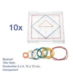 10er Satz 5x5 Geobretter transparent - 15 x 15 cm