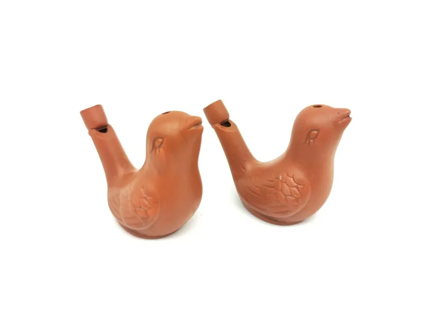 10er Set Vogelwasserpfeifen aus Ton