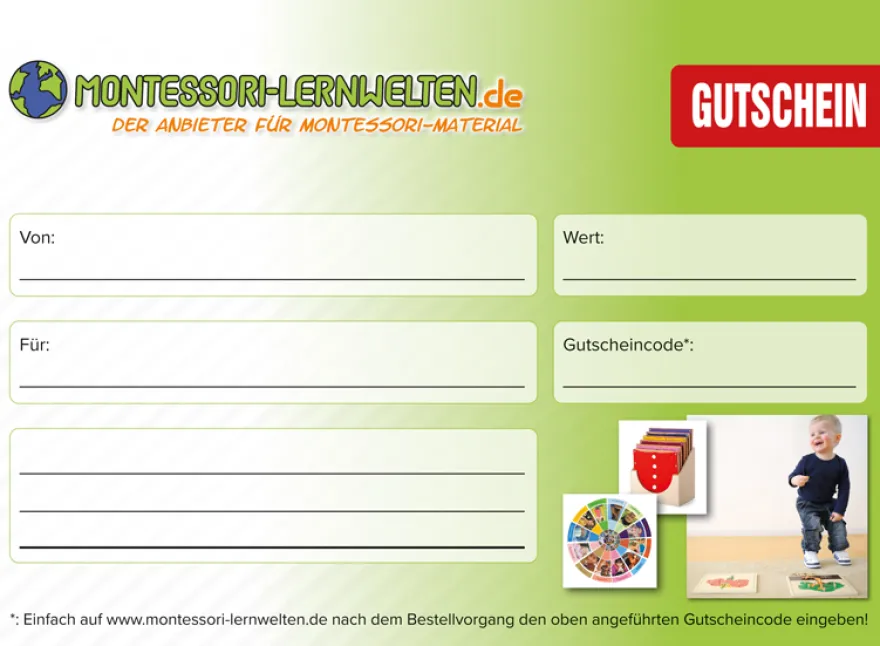 100 Euro Montessori Gutschein zum Ausdrucken