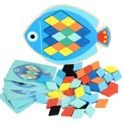 Fischmosaik aus Holz - Formen und Farben korrekt nachlegen