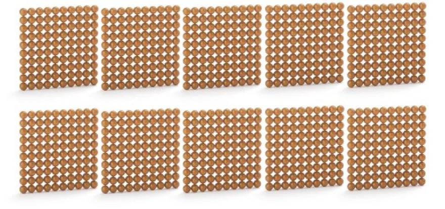 10 Goldene Perlenquadrate