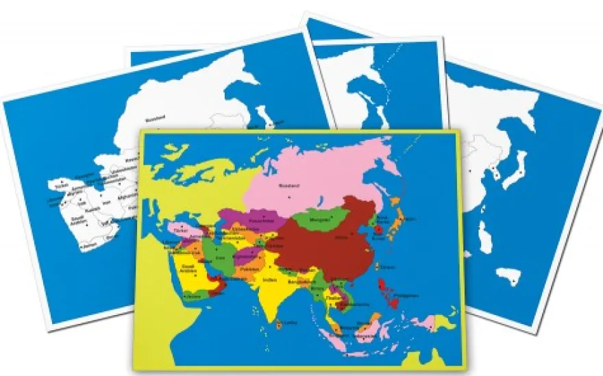 4 große Kontrolltafeln zur Puzzlekarte Asien (DOWNLOAD)