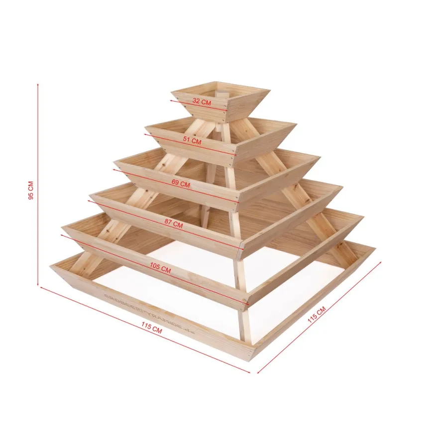 Große Pflanzpyramide aus witterungsbeständigem Lärchenholz - ideal als Erdbeerpyramide und Kräuterpyramide