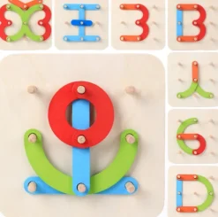 Holzpuzzle Buchstaben und Ziffern