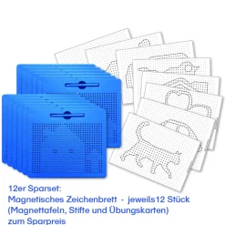 Magnetisches Zeichenbrett – 12 Stück zum Sparpreis (Magnettafeln, Stifte und Übungskarten)