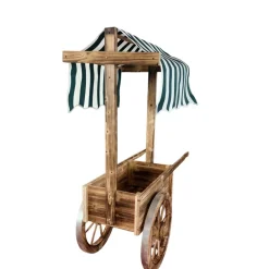 Marktwagen mit Baldachin - Holzwagen mit Metallbereifung