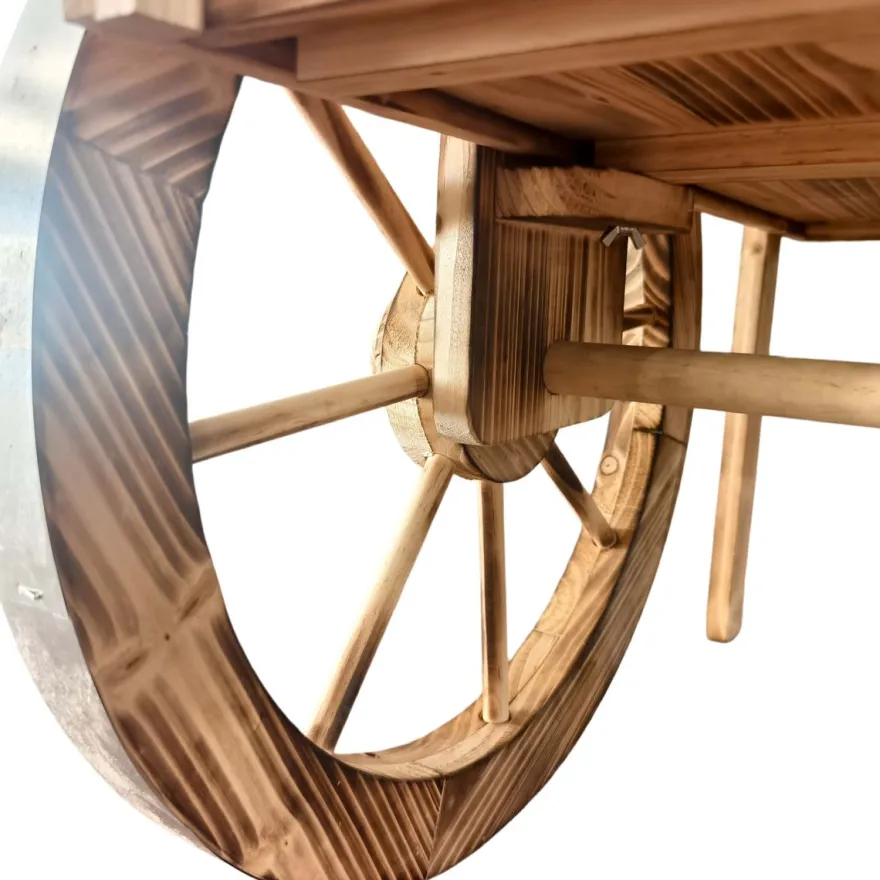 Marktwagen mit Baldachin - Holzwagen mit Metallbereifung