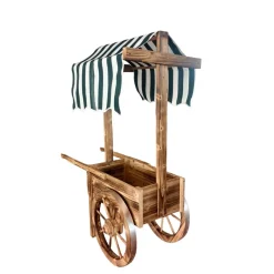 Marktwagen mit Baldachin - Holzwagen mit Metallbereifung