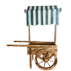 Marktwagen mit Baldachin - Holzwagen mit Metallbereifung