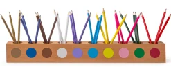 Montessori Stiftehalter mit 30 Buntstiften in den Montessori-Farben