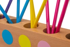 Montessori Stiftehalter mit 30 Buntstiften in den Montessori-Farben