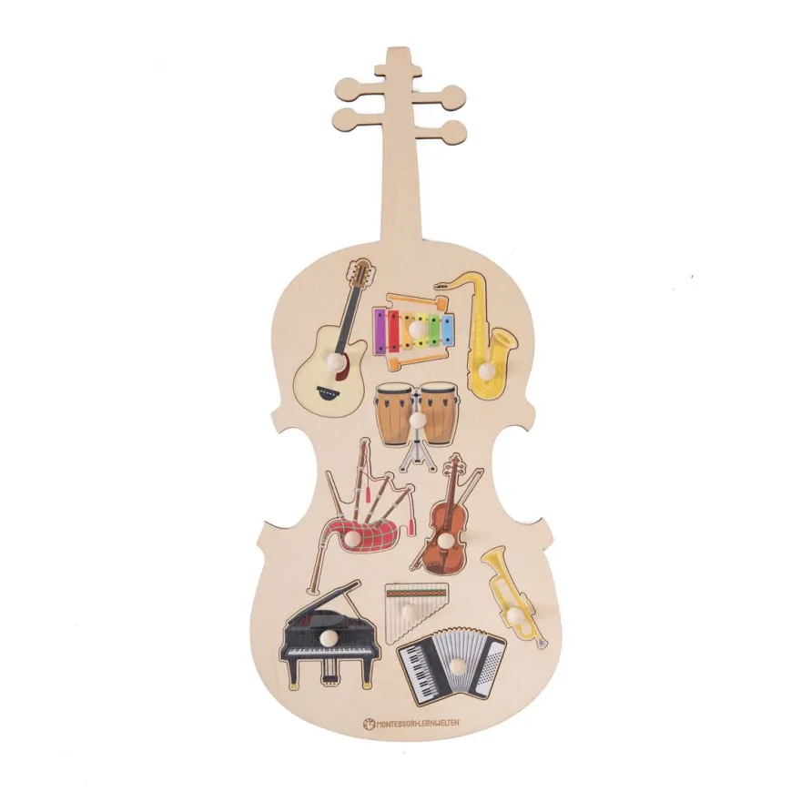 Musikinstrumente-Puzzle aus Holz