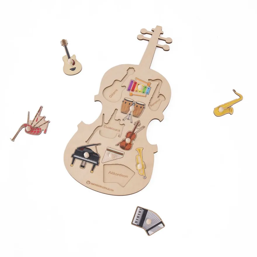 Musikinstrumente-Puzzle aus Holz