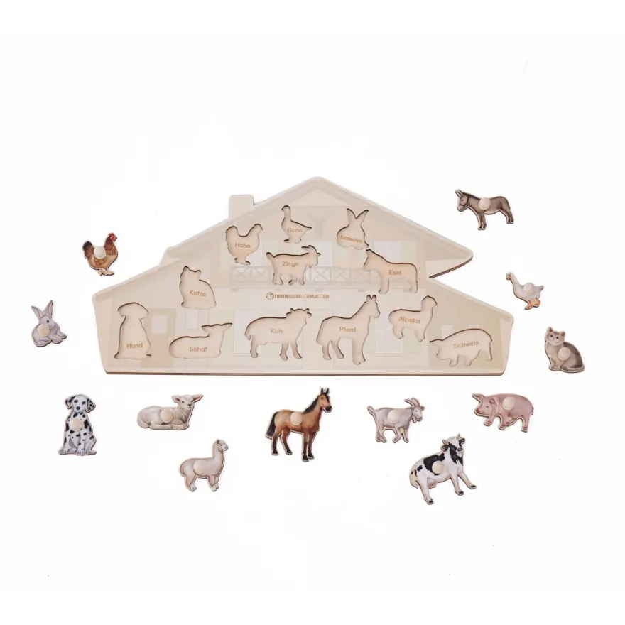 Puzzle Bauernhoftiere aus Holz