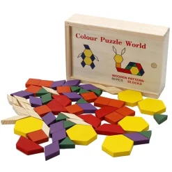 Puzzlekiste mit farbigen Formen
