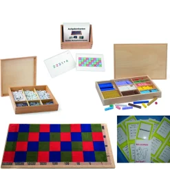 Rechenteppich Große Multiplikation mit Rechenstäbchen, Ziffern und Aufgabenkarten