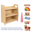 Regal mit Montessori-Materialien zur Feinmotorik, Sprache, Zahlen und Logik