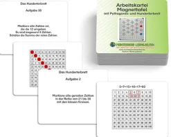 Set Magnettafel und Arbeitskartei zum Pythagoras- und Hunderterbrett