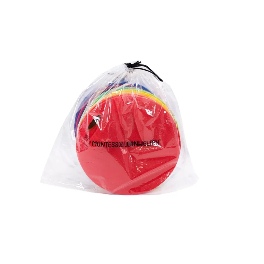 12 Sitzmatten mit Tasche - Regenbogenfarben
