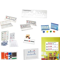 Sparset Wortarten nach Montessori - Freiarbeitsmaterialien, Lernposter, Schablonen, Legematerial und Aufkleber