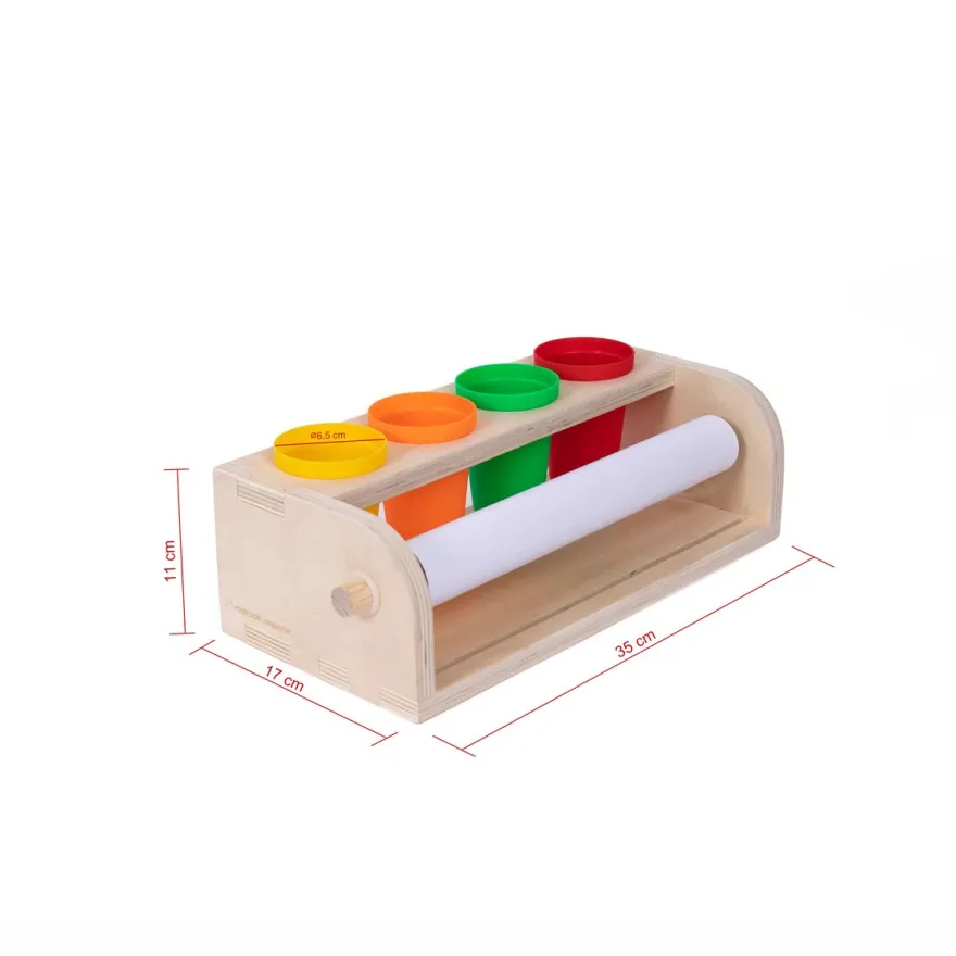 Tisch-Papierrollenspender mit Bechern und Papierrolle