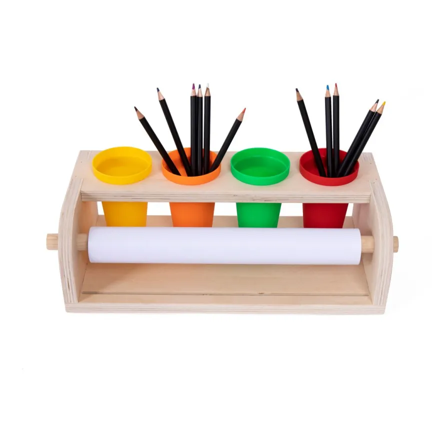 Tisch-Papierrollenspender mit Bechern und Papierrolle