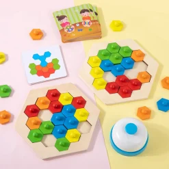 Wabenpuzzle mit Vorlagen