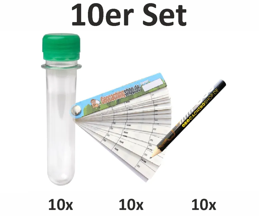 10 x PETLING mit Deckel (FTF) + Logbuch + Stift (Set Behälter Geocaching Versteck)