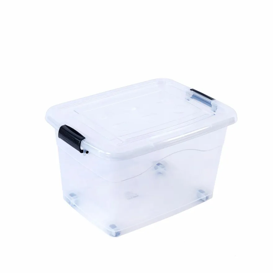 4 x XL Aufbewahrungsbox mit Deckel - stapelbar und rollbar